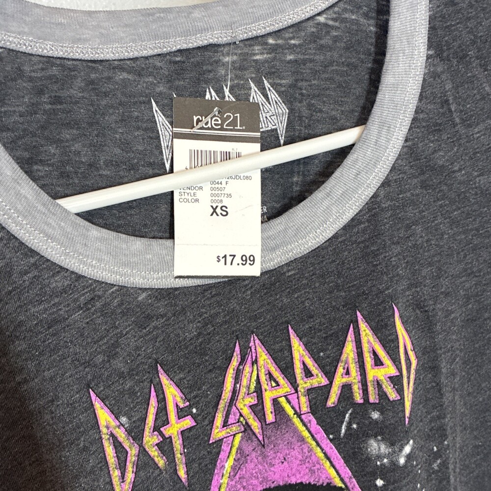 Def Leppard NWT Womens XS Gray Ringer Band Tee Graphic T-Shirt (M5) - Picture 4 of 8